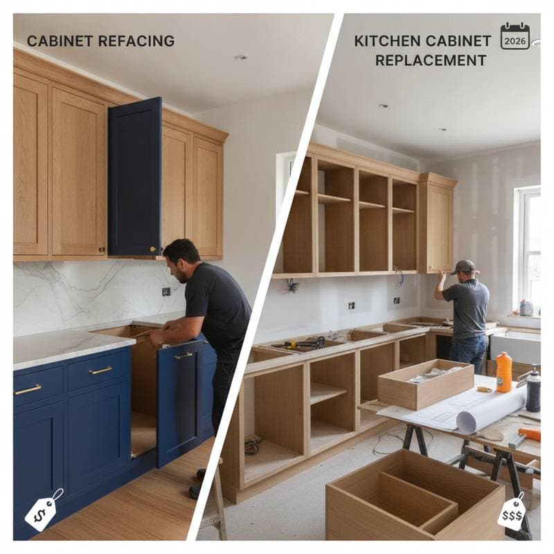 Featured image for Cabinet Refacing vs Replacement: Which Costs Less?